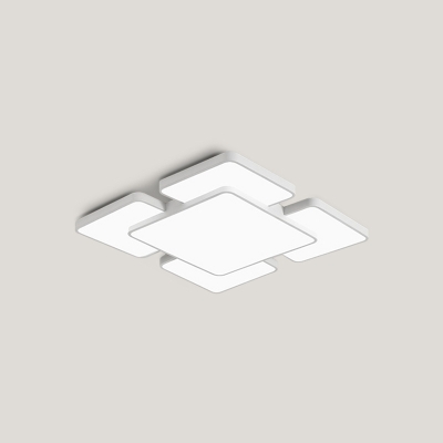 White Squared LED Ceiling Light Minimalist Modern Eye Protection Indoor Lighting Fixture with Acrylic Shade