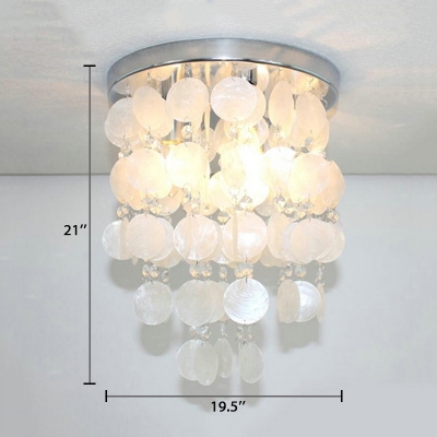 3 Heads Round Canopy Flush Mount Nordic Style Shelly Ceiling Lamp in Chrome for Hallway