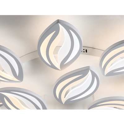 4/6 Lights Petal Semi Flush Light Contemporary Metallic LED Lighting Fixture in Warm/White/Neutral