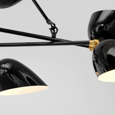 8 Lights Crossed Lines Chandelier with Oblique Shade Modern Rotatable Metal Indoor Lighting Fixture