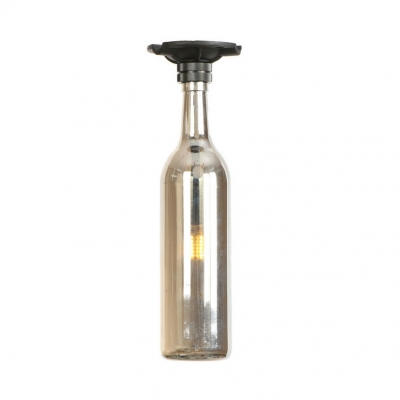 Colorful Industrial Bottle Semi Flush Mount Glass Shade Single Head Semi Flush Light Fixture in Black Finish