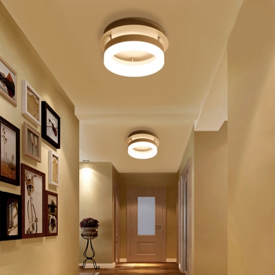 Contemporary Circle Ceiling Light Acrylic Shade LED Semi Flush Mount in Warm/White for Foyer