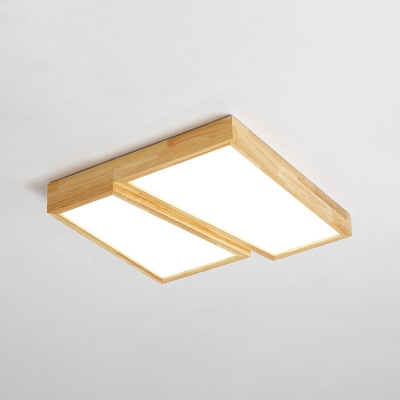 Double Trapezoid LED Ceiling Light Nordic Style Wood Surface Mount Ceiling Light in Warm/White