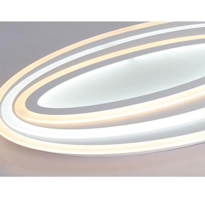 Metallic Ellipse Indoor Lighting Fixture Nordic Style LED Flush Ceiling Light in White for Coffee Shop