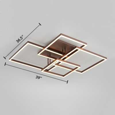 Metallic Geometric Pattern Ceiling Flush Mount Minimalist Energy Saving LED Flush Light in Brown