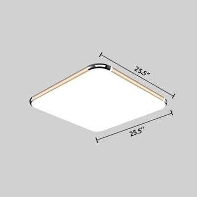Minimalist Square LED Flushmount with Gold Frame Metal Ceiling Fixture for Coffee Shop