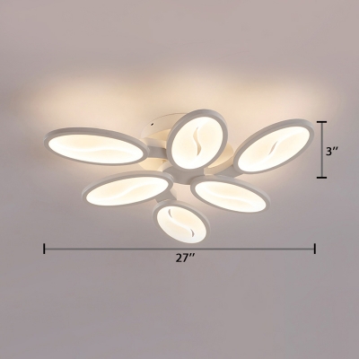 Multi Light Oval Semi Flushmount Minimalist Modern Acrylic LED Semi Flush Light in White