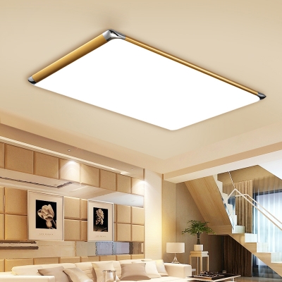 Ultra Thin Ceiling Flush Mount Minimalist LED Flush Light with Rectangle Acrylic Lampshade in Gold