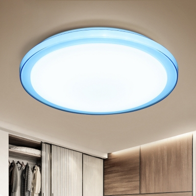 Ultra Thin LED Flush Light with Blue/Pink Acrylic Lampshade Modern Chic Ceiling Lamp
