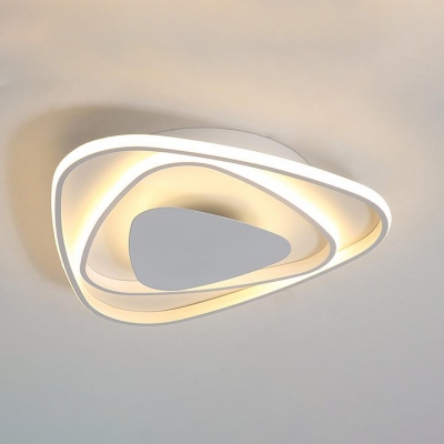 White Triangle LED Lighting Fixture Nordic Style Metallic Flush Light for Bedroom Foyer