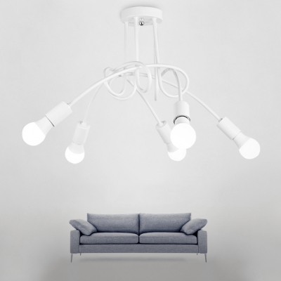 White Twist Indoor Lighting Fixture Industrial Modern Metallic 3/5/6 Lights Hanging Light