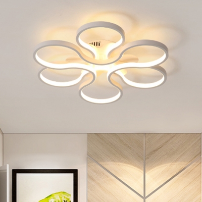Acrylic 2 Tiers Ceiling Lamp with Curved Shape Contemporary LED Semi Flush Mount in White