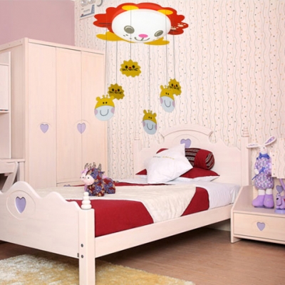 Acrylic Shade Flush Mount with Red Cartoon Cat Decorative LED Ceiling Lamp for Nursing Room