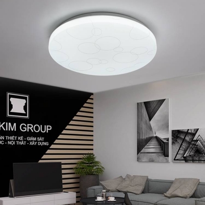 Acrylic Ultra Thin Lighting Fixture with Geometric Pattern Modern LED Flush Ceiling Light in White