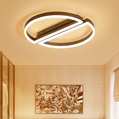 Brown Semicircle LED Ceiling Fixture Nordic Style Acrylic Lighting Fixture for Restaurant