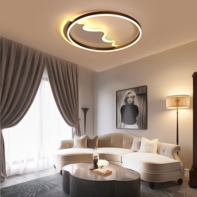 Brown Single Ring Ceiling Fixture Modern Fashion Acrylic Decorative LED Flush Light for Bedroom
