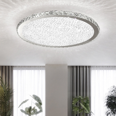 Crystal Round Led Flush Mount Luxury Modern Ceiling Light In Warm White For Restaurant Beautifulhalo Com - White Led Flush Mount Ceiling Lights
