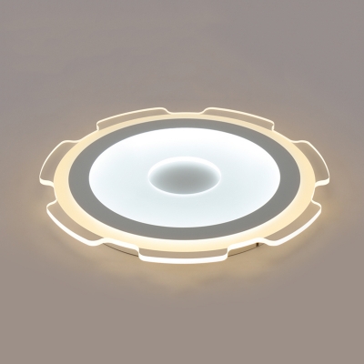 Gear LED Flush Mount with Acrylic Shade Contemporary Surface Mount Ceiling Light in White