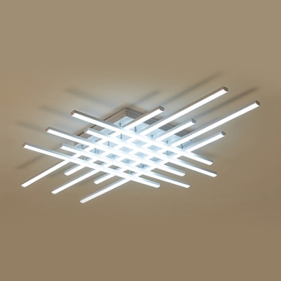 Modern Linear Ceiling Flush Mount Acrylic 6/8/10/12 Lights LED Flush Light in White