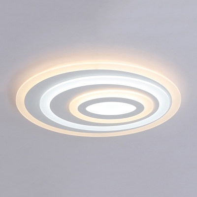 Multi-Layer LED Ceiling Lamp with Ellipse Acrylic Shade Contemporary Surface Mount Ceiling Light in White