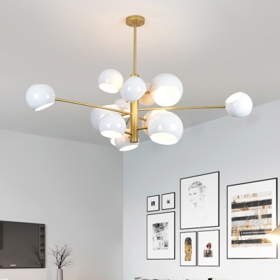 Rotatable Multi Light Ball Chandelier Modern Design Metallic Suspended Light in Gold for Sitting Room