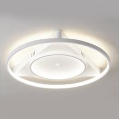 Triangle Canopy Flush Mount Light with Double Ring Minimalist Silicon Gel LED Ceiling Light in White