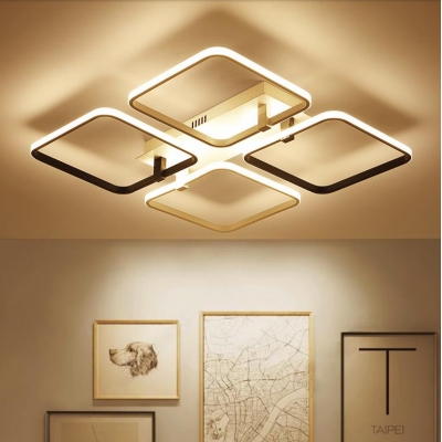 Ultrathin Square Semi Flushmount Nordic Style Acrylic 2/4/6/9 Heads LED Ceiling Light in Warm/White