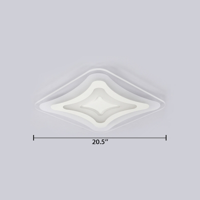 White Ultrathin Square Flushmount Modern Fashion Metallic Energy Saving LED Flush Light