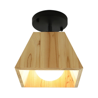 Woody Tapered Square Semi Flushmount Modern Chic 1/2/3 Light Indoor Lighting with Black Canopy