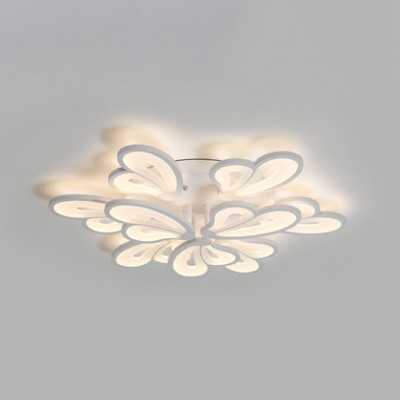 2 Tiers Semi Flush Light with Wing Design Nordic Style Acrylic 9-LED Semi Flush Mount in White