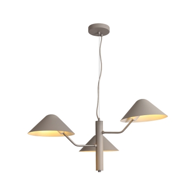 3/5 Lights Mushroom Hanging Light Nordic Style Metallic Chandelier Lamp in Gray for Coffee Shop