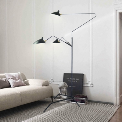 3 Lights Duckbill Standing Light Post Modern Rotatable Metal Floor Lamp in Black for Living Room