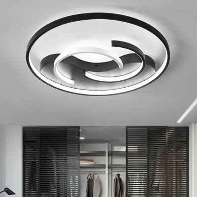 Black Border LED Flush Light with Ring Shade Simplicity Modern Metal Ceiling Lamp for Bedroom