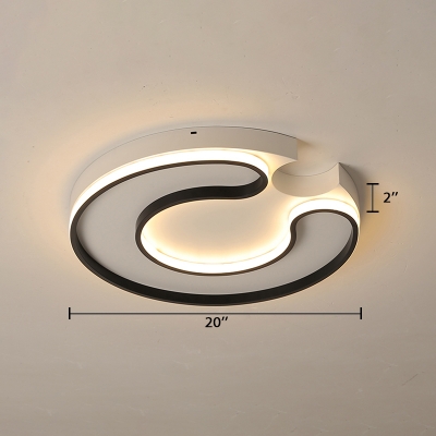C Shape Surface Mount LED Light Modern Chic Metal Ceiling Lamp in Warm/White for Bedroom
