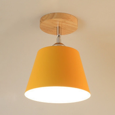 Colorful Cone Shade Semi Flush Mount Modernism Rotatable Metal 1 Light Ceiling Fixture for Kids Children