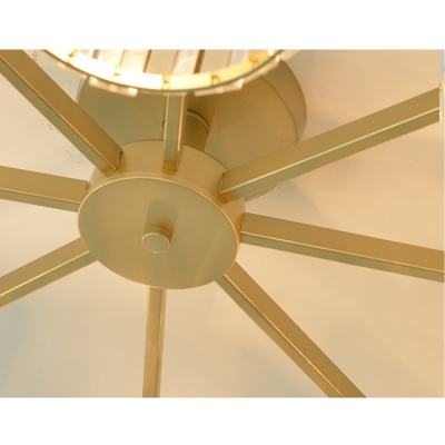 Cylinder Ceiling Light Modern Fashion Crystal 3/5 Lights Semi Flush Mount in Gold for Coffee Shop