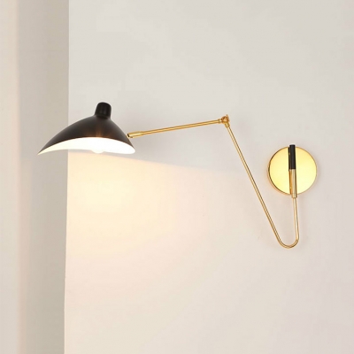 Duckbill Wall Mount Fixture with Adjustable Arm Nordic Style Metal 1 Head Sconce Light in Black