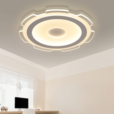 Gear LED Flush Mount with Acrylic Shade Contemporary Surface Mount Ceiling Light in White