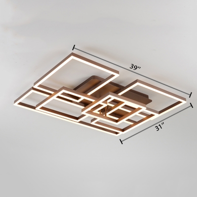 Geometric Pattern LED Flushmount with Acrylic Shade Modernism Decorative Ceiling Lamp in Brown