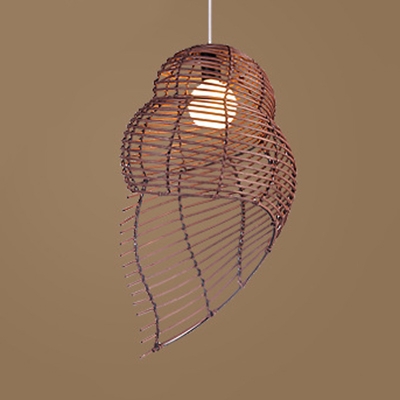 Knit Conch Shell Drop Light Modern Design 1 Head Pendant Hanging Lamp in Coffee Brown