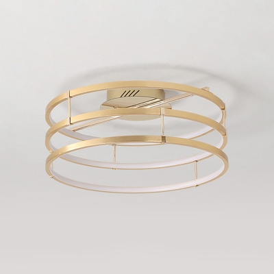 Metallic 3 Rings Ceiling Lamp Modernism Minimalist LED Lighting Fixture in Gold for Corridor