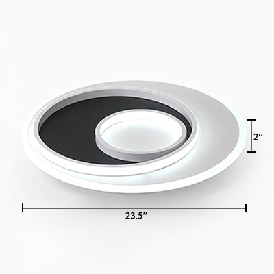 Metallic Circular Lighting Fixture Nordic Style LED Flush Mount in Black and White for Dining Room