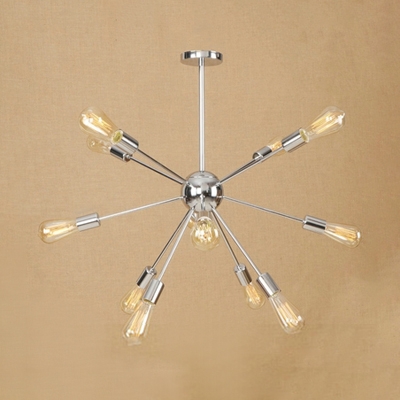 Multi Light Impulse Chandelier Light Post Modern Steel Suspended Light in Chrome for Bedroom