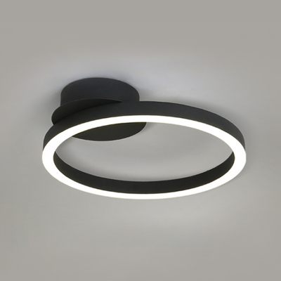 Nordic Style Ultra Thin Ceiling Fixture with Ring Shade Metal LED Flush Mount in Black