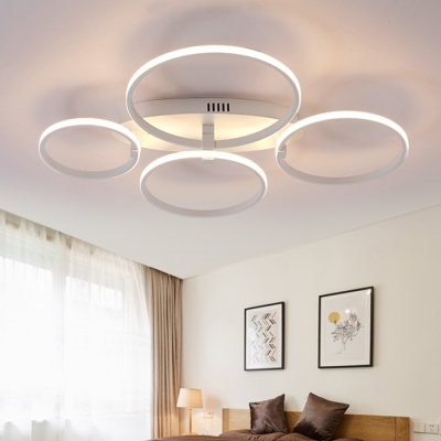 Lovely led semi flush ceiling lights Oval Canopy Led Semi Flush Mount With Ring Acrylic Shade Nordic 4 6 9 Lights Ceiling Light In White Beautifulhalo Com