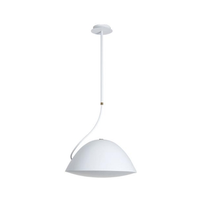 Single Head Domed Pendant Light Minimalist Metal Hanging Ceiling Lamp in White for Bedroom