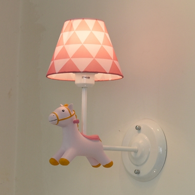 White Finish Cartoon Horse Sconce Light Resin Single Light Wall Lamp for Corridor