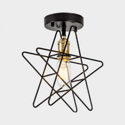 1 Light Five-pointed Star Ceiling Lamp Industrial Modern Metallic Semi Flush Mount in Gold Finish for Kids