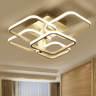 3 5 Square Ring Ceiling Light Nordic Style Metallic Art Deco Led Semi