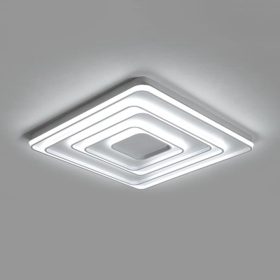 Aluminum Square Canopy Ceiling Light Contemporary LED Flush Light in White for Living Room